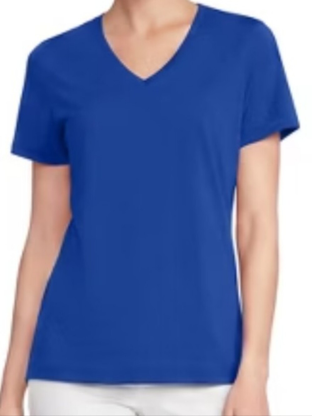 Lands End Classic V-Neck Short Sleeve Cotton Tee, Royal Blue Medium-Tall NWOT